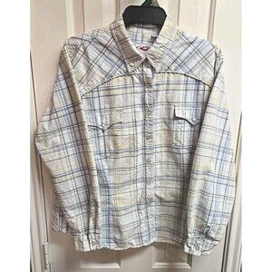 Roper Women's White With Yellow Blue Stripes Cowgirl Western XL Pearl Snap Shirt